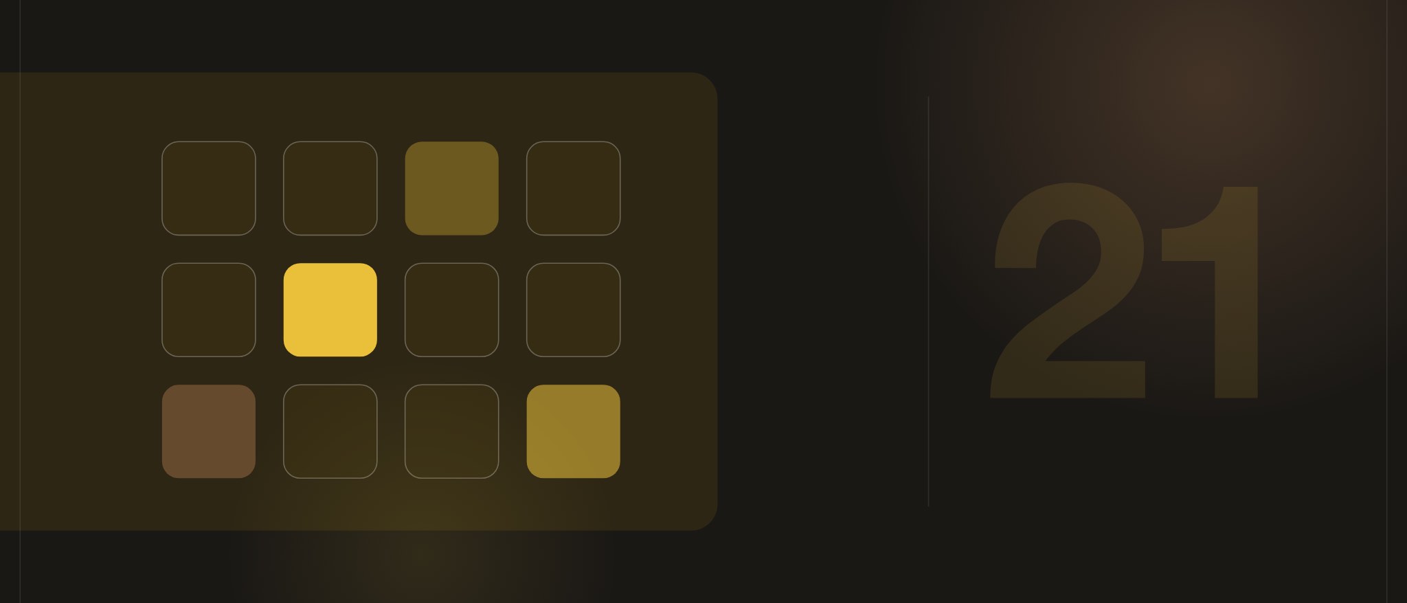 Abstract artwork: a grid of modular blocks, several picked out in butter yellow